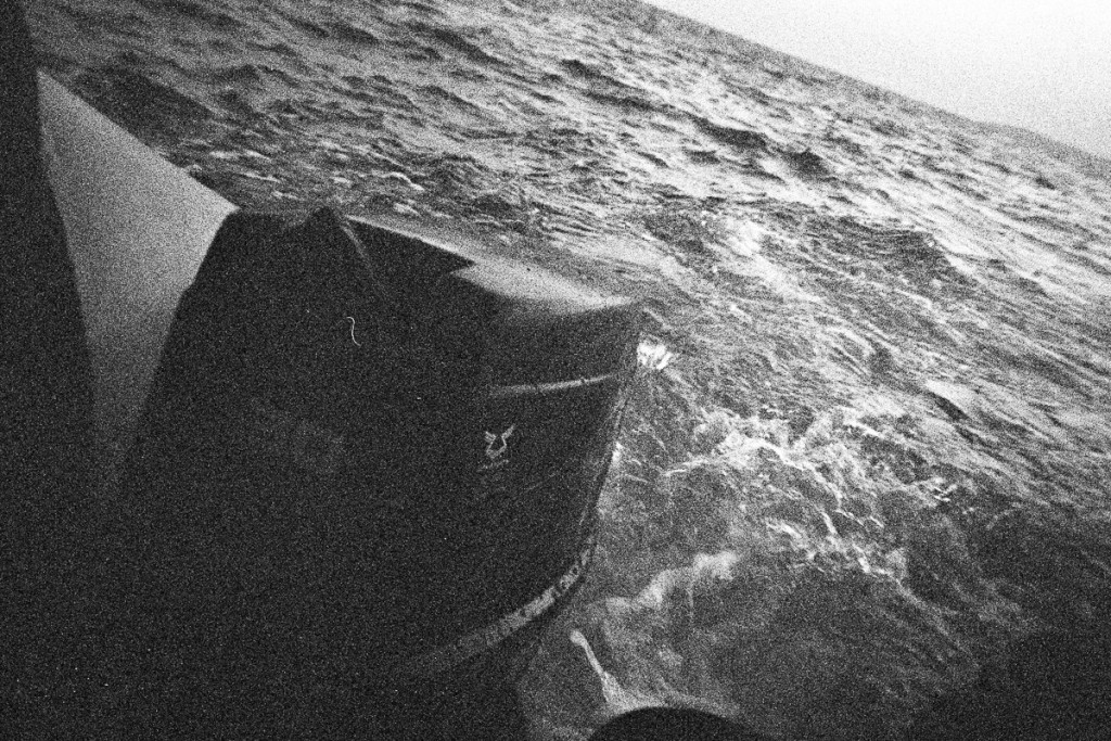 The engine of Zakarias dinghy. He was sitting in the last line.